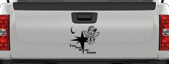 You Are Never Alone Guardian Angel Christian Car or Truck Window Decal Sticker (Black)