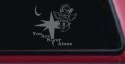 You Are Never Alone Guardian Angel Christian Car or Truck Window Decal Sticker (Silver)