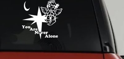 Guardian Angel Christian Decal for Car Truck Window - You Are Never Alone