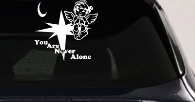 Guardian Angel Christian Decal for Car Truck Window - You Are Never Alone