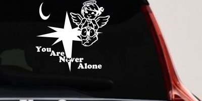 Guardian Angel Christian Decal for Car Truck Window - You Are Never Alone