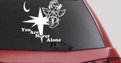Guardian Angel Christian Decal for Car Truck Window - You Are Never Alone
