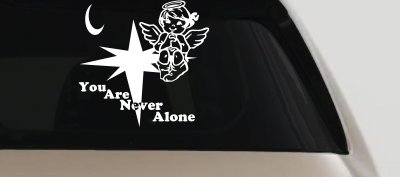 Guardian Angel Christian Decal for Car Truck Window - You Are Never Alone