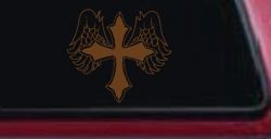 Cross With Angel Wings Christian Car or Truck Window Decal Sticker (Copper)