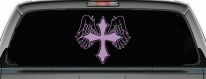 Cross With Angel Wings Christian Car or Truck Window Decal Sticker (Lilac)