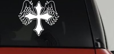 Angel Wing Cross Decal for Car Truck Windows - Christian Vinyl Sticker