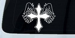 Cross With Angel Wings Christian Car or Truck Window Decal Sticker