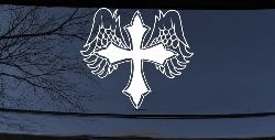 Cross With Angel Wings Christian Car or Truck Window Decal Sticker