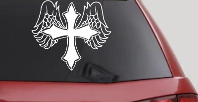 Angel Wing Cross Decal for Car Truck Windows - Christian Vinyl Sticker