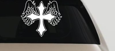 Angel Wing Cross Decal for Car Truck Windows - Christian Vinyl Sticker