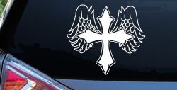 Cross With Angel Wings Christian Car or Truck Window Decal Sticker