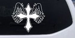 Cross With Angel Wings Christian Car or Truck Window Decal Sticker
