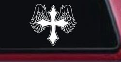 Cross With Angel Wings Christian Car or Truck Window Decal Sticker