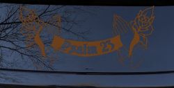 Psalm 23 Scroll with Praying Hands and Roses Christian Car or Truck Window Decal Sticker (Copper)