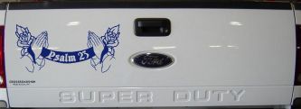 Psalm 23 Scroll with Praying Hands and Roses Christian Car or Truck Window Decal Sticker (Navy)