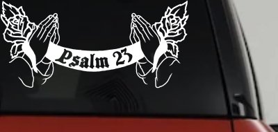 Psalm 23 Scroll Praying Hands Roses Christian Car Truck Window Decal