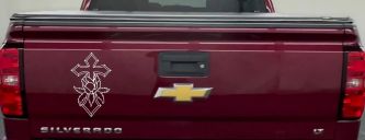 Christian Rose Cross Decal for Car Truck Window Vinyl Sticker (White)