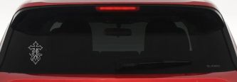 Cross With Rose Christian Car or Truck Window Decal Sticker (White)