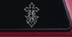 Cross With Rose Christian Car or Truck Window Decal Sticker
