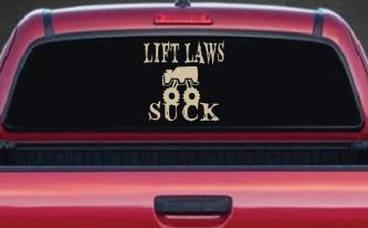 Lift Laws Suck Off Road Car or Truck Window Decal Sticker (Desert Sand)