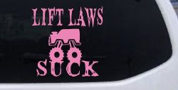 Lift Laws Suck Off Road Decal Car Truck Window Vinyl Sticker (Pink)