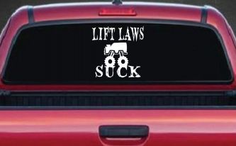 Lift Laws Suck Off Road Car or Truck Window Decal Sticker