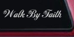 Walk By Faith Christian Car Truck Window Vinyl Decal Sticker (Light Gray)
