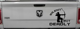 Silent But Deadly Bow Hunting Car or Truck Window Decal Sticker (Matte Black)