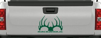 Rackaholic Deer Hunting Car or Truck Window Decal Sticker (Dark Green)