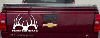 Rackaholic Deer Hunting Car or Truck Window Decal Sticker (White)