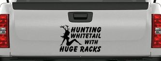 Hunting Whitetail With Huge Racks Car or Truck Window Decal Sticker (Black)