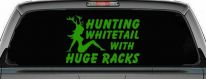 Hunting Whitetail With Huge Racks Car or Truck Window Decal Sticker (Lime)