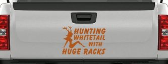 Hunting Whitetail With Huge Racks Car or Truck Window Decal Sticker (Nut Brown)