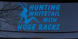 Hunting Whitetail With Huge Racks Car or Truck Window Decal Sticker (Sky Blue)