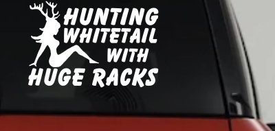 Hunting Whitetail With Huge Racks Car or Truck Vinyl Window Decal Sticker