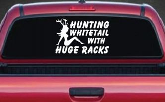 Hunting Whitetail With Huge Racks Car or Truck Window Decal Sticker