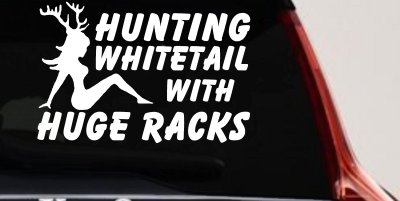 Hunting Whitetail With Huge Racks Car or Truck Vinyl Window Decal Sticker