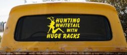 Hunting Whitetail With Huge Racks Car or Truck Window Decal Sticker (Yellow)