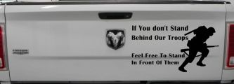 Stand Behind Our Troops or Stand in Front of Them Military Car or Truck Window Decal Sticker (Black)