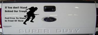 Stand Behind Our Troops or Stand in Front of Them Military Car or Truck Window Decal Sticker (Black)