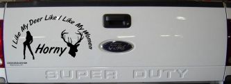 I Like my Deer Like My Women Horny Funny Hunting Car or Truck Window Decal Sticker (Black)