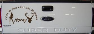 I Like my Deer Like My Women Horny Funny Hunting Car or Truck Window Decal Sticker (Brown)