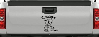 Cowboys Pee On Texans Decal Pee Ons Car or Truck Window Decal Sticker (Black)