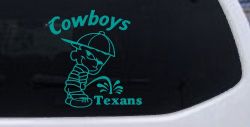 Cowboys Pee On Texans Decal Pee Ons Car or Truck Window Decal Sticker (Turquoise)