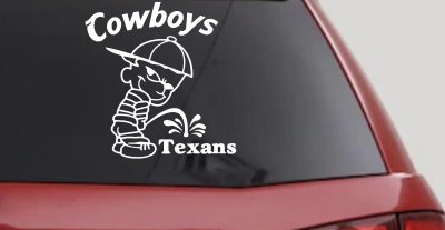 Cowboys Pee On Texans Vinyl Decal Funny Car Truck Window Sticker
