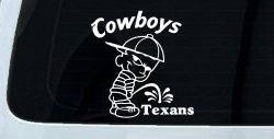 Cowboys Pee On Texans Decal Pee Ons Car or Truck Window Decal Sticker