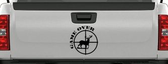 Game Over Deer In Scope Hunting Car or Truck Window Decal Sticker (Black)