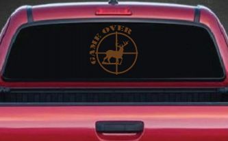 Game Over Deer In Scope Hunting Car or Truck Window Decal Sticker (Copper)