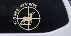 Game Over Deer In Scope Hunting Car or Truck Window Decal Sticker (Desert Sand)