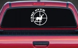 Game Over Deer In Scope Hunting Car or Truck Window Decal Sticker